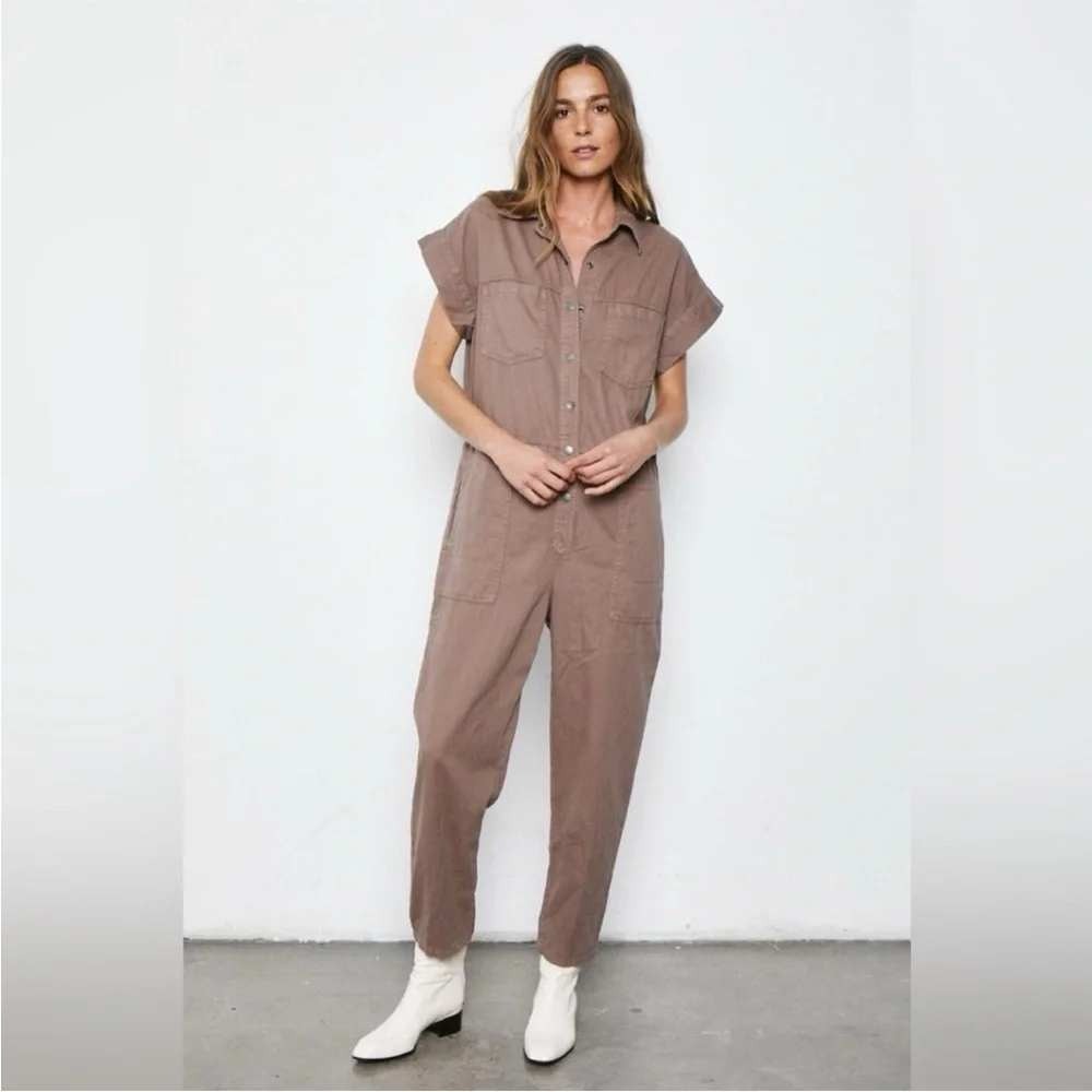 Pistola Naomi Sleeveless Utility Jumpsuit Snap Front 100% Cotton